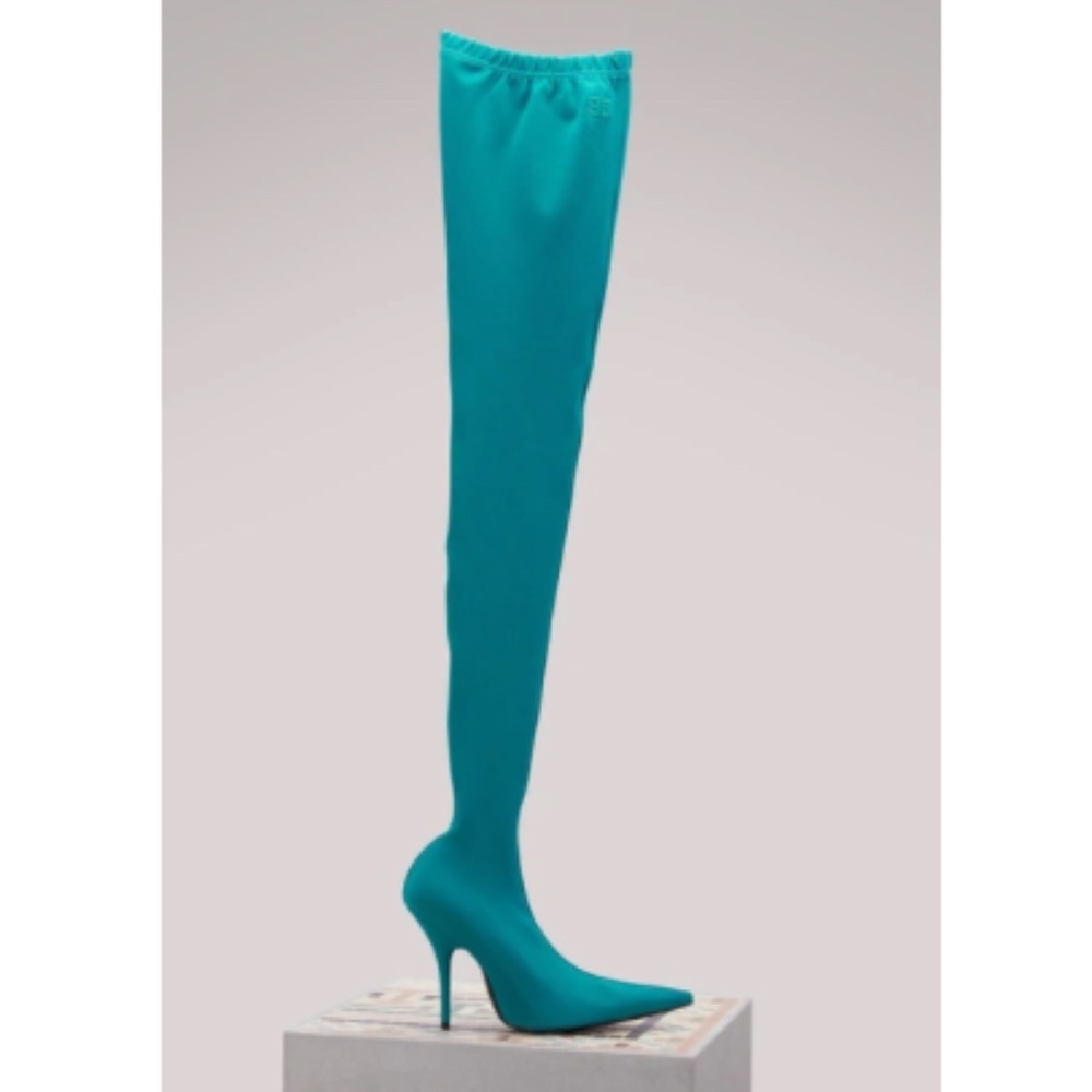 Balenciaga KNIFE THIGH BOOTS IN TURQUOISE